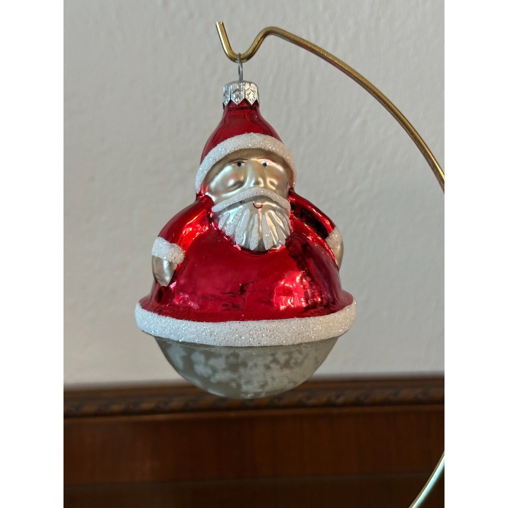 Vintage Radko Roll Poly Santa Glass Ornament 4.5"